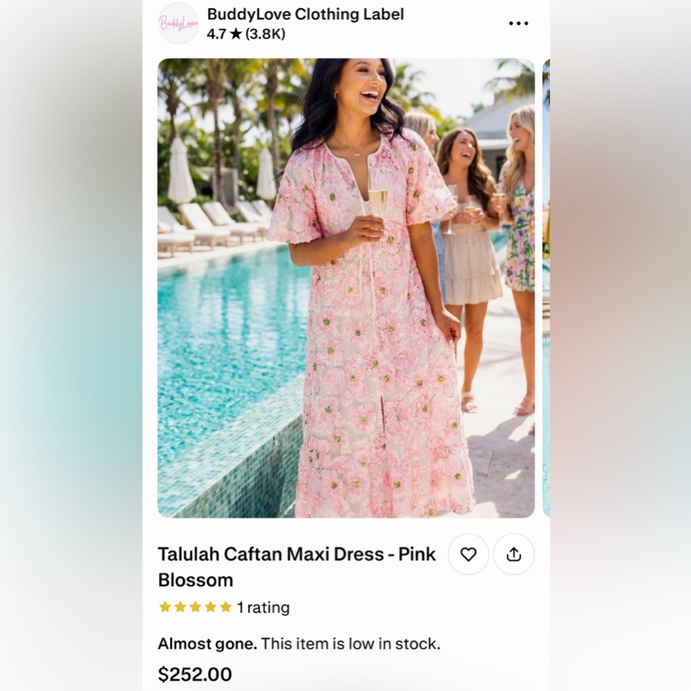 Buddy Love Talulah Pink Blossom Caftan Maxi Dress